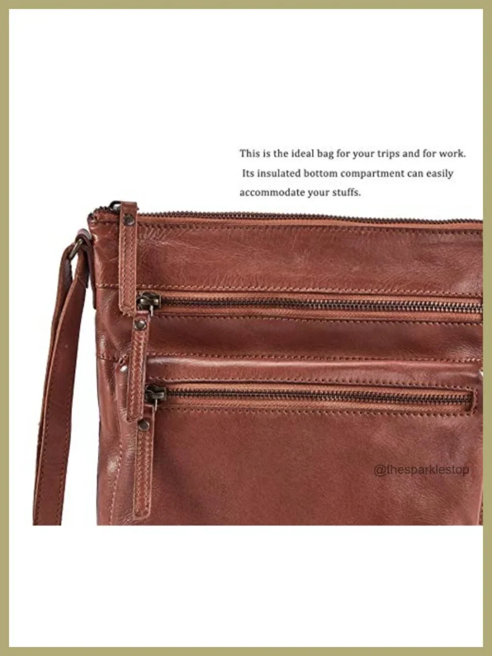 Genuine Full-Grain Leather Crossbody Bag Sling Purse Travel Handbag